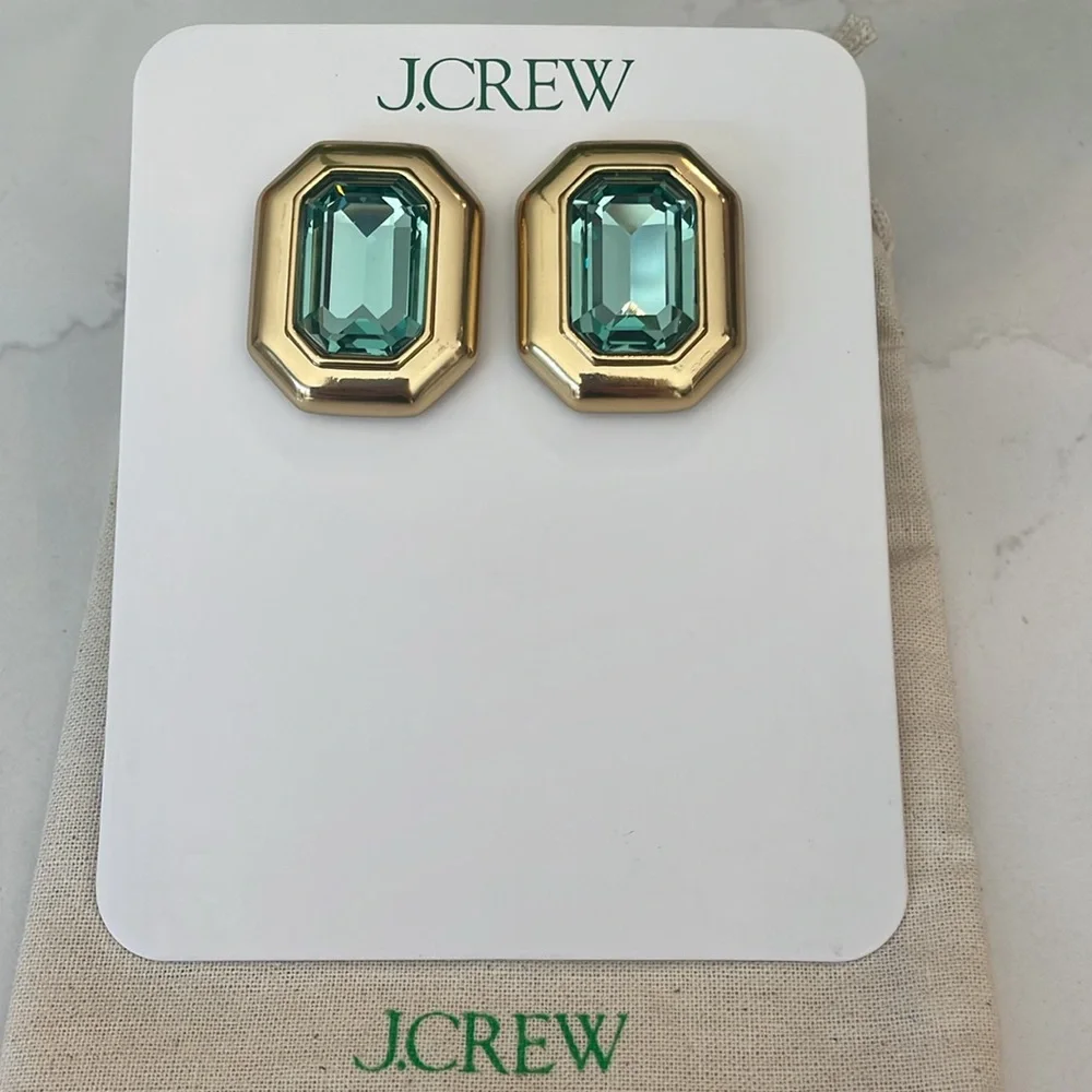 J. Crew Green Crystal Earrings NWT - Picture 14 of 16